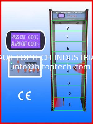 الصين كاشف المعادن من خلال المشي، كاشف المعادن في إطار الباب، JS-200C ((8 مناطق وشاشة LCD) المزود