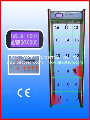 كاشف المعادن من خلال المشي، كاشف المعادن في إطار الباب، JLS-8018 ((18 منطقة وشاشة LCD) المزود